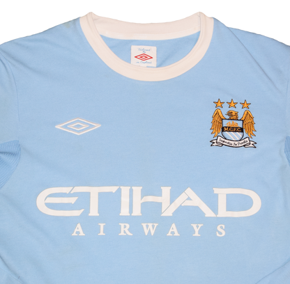 Manchester City 2009/10 Home kit with Official Barry Print Longsleeve Medium