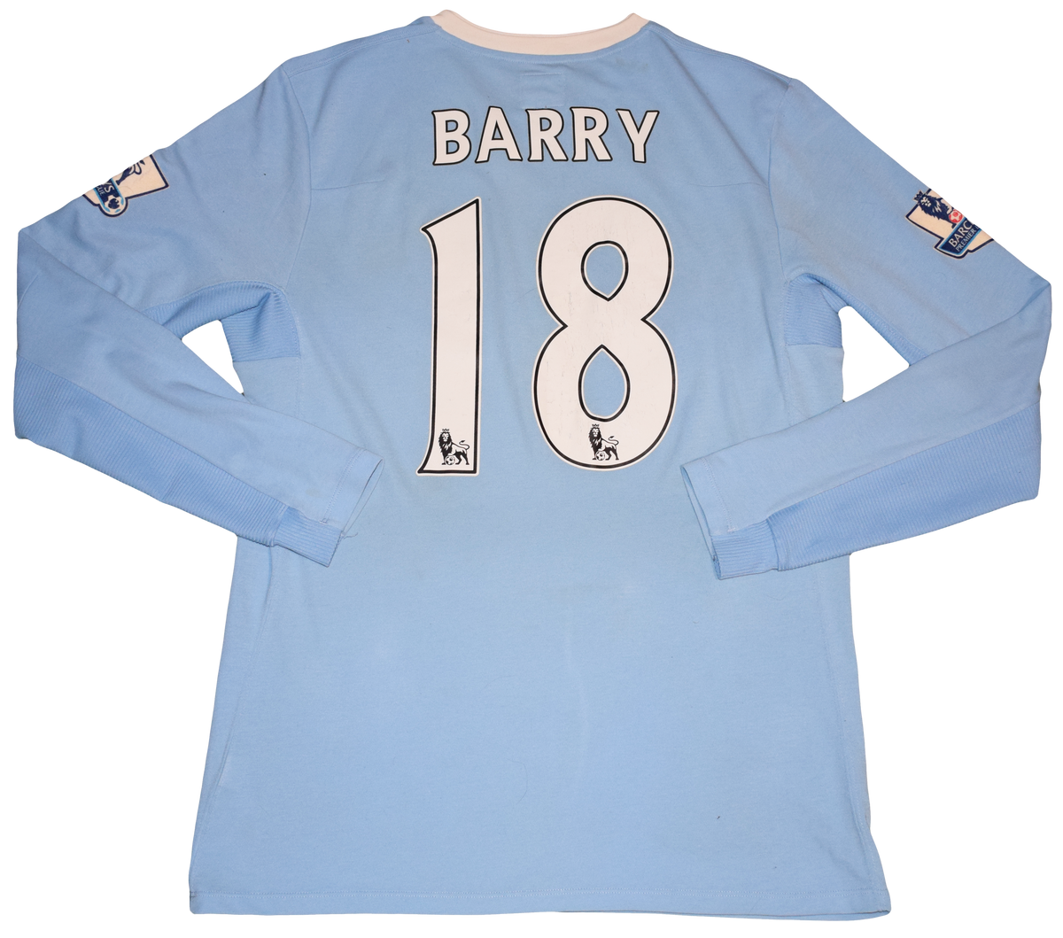 Manchester City 2009/10 Home kit with Official Barry Print Longsleeve Medium