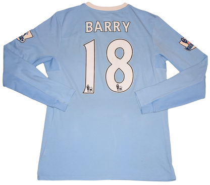 Manchester City 2009/10 Home kit with Official Barry Print Longsleeve Medium
